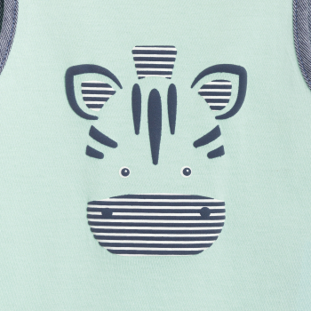 أفرول قصير أزرق اللون للصبي الرضيع، مرسوم عليه الحمار الوحشي